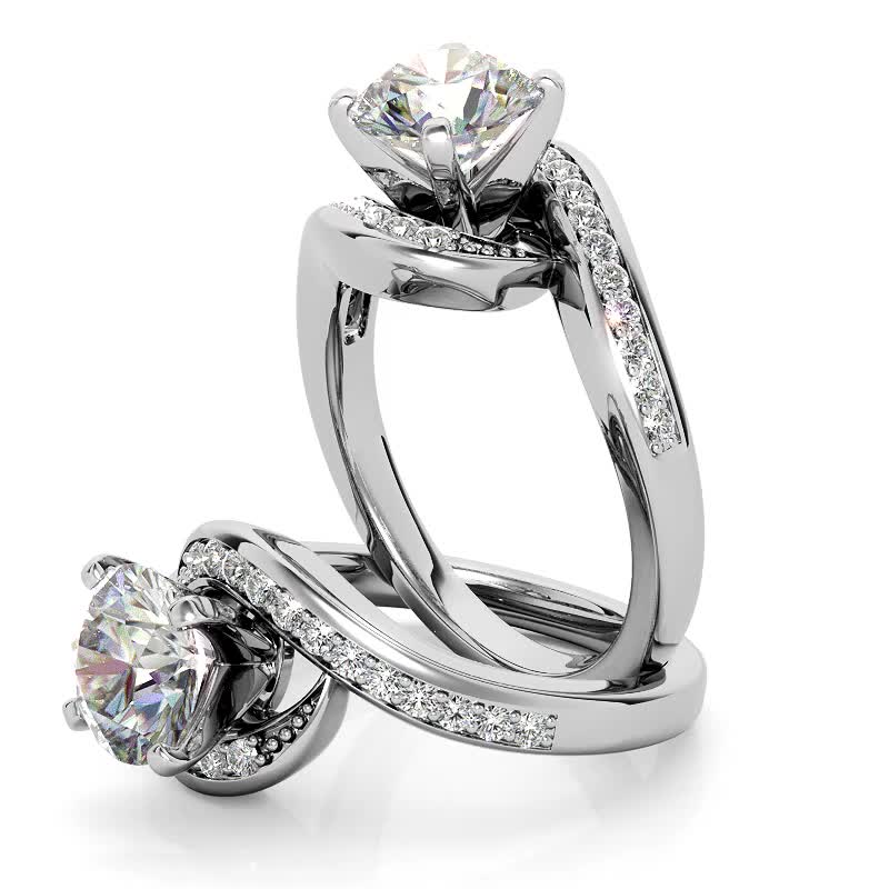 Round Brilliant Moissanite Bypass Engagement Ring, 0.24ct - eng131 ...