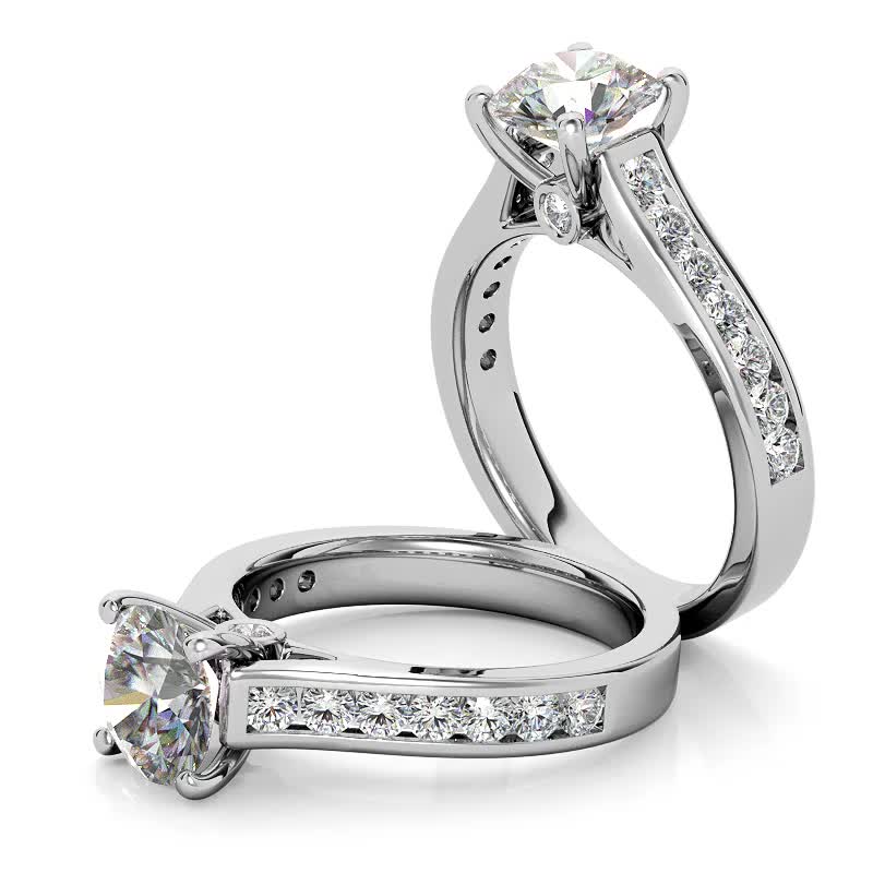 Channel Moissanite Engagement Ring with Surprise Diamond - eng223 ...