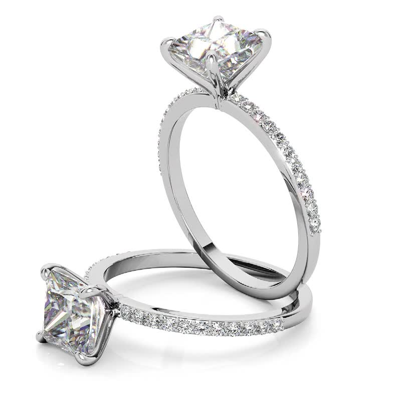 Princess cut Moissanite Engagement Ring with Claw Prongs - enr139-pr ...