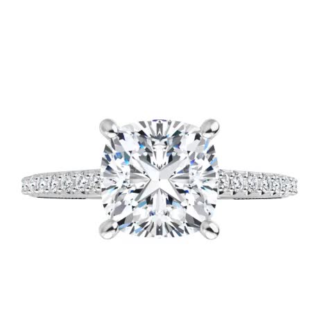 Cushion Moissanite Vintage Engagement Ring with Milgrain - enr149-cu ...