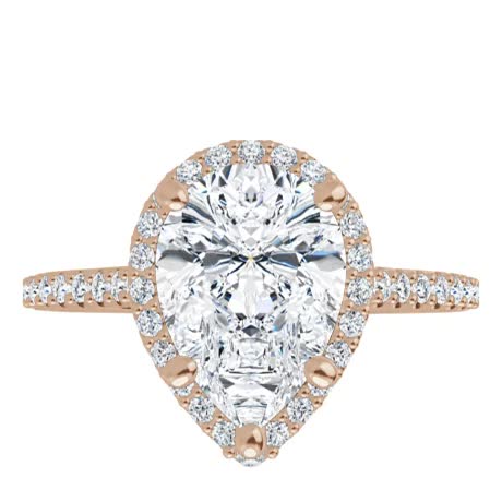 Pear Cathedral Halo Engagement Ring with Heart Accent - enr316-pear ...