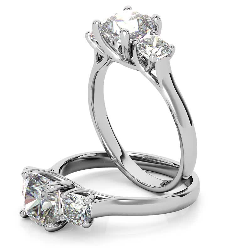 Cushion Trellis Moissanite Three-Stone Engagement Ring - thr233-cu ...